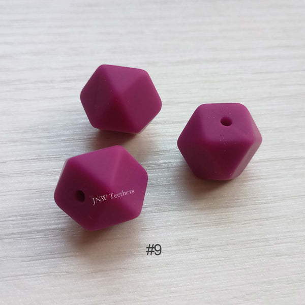14mm &17mm Magenta  Silicone Hexagon Beads