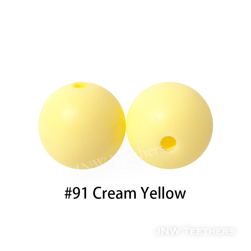 JNWTeethers 9mm silicone round beads cream yellow