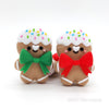 3D bow gingerbread man silicone focal beads