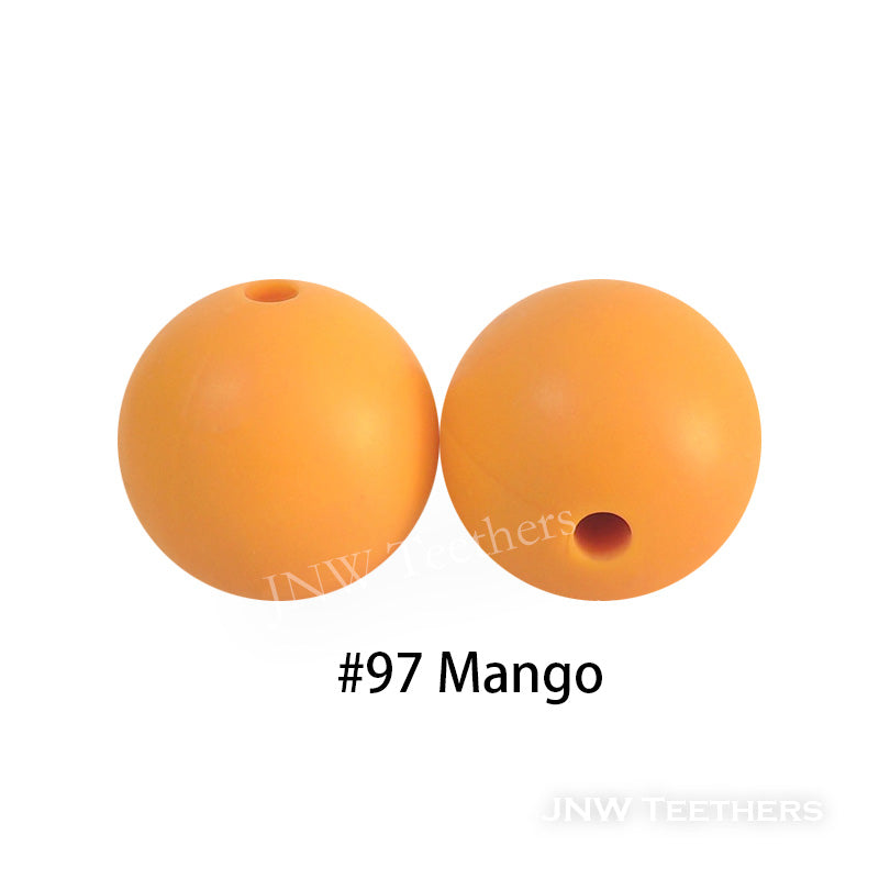 JNWTeethers 9mm silicone round beads Mango color