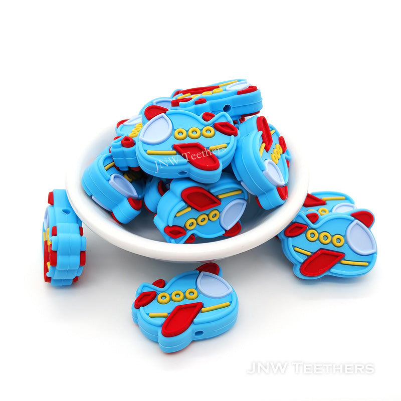 Airplane silicone focal beads sky blue