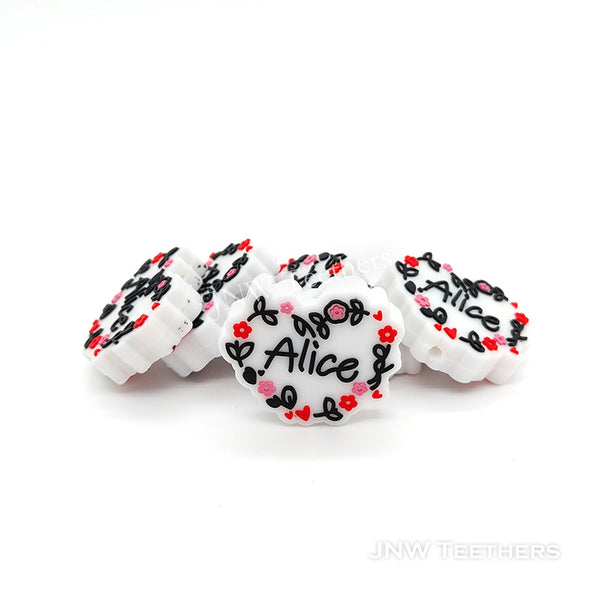 Alice Letters with Floral Silicone Beads