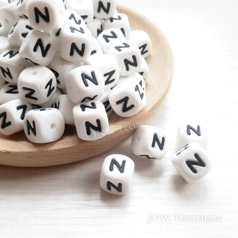 12mm Silicone Dice English Alphabet Letters Beads