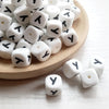 Pack 26 12mm Silicone Dice English Alphabet Letters Beads