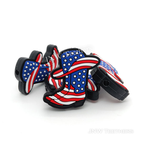 US. Independence Day cowboy hat boots silicone focal beads