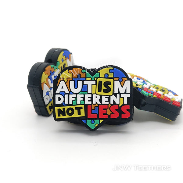 Different not less heart puzzle Autism silicone focal bead