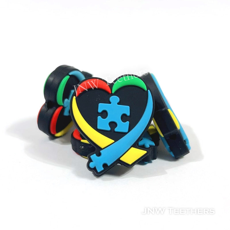 Autism Heart Silicone Focal Beads