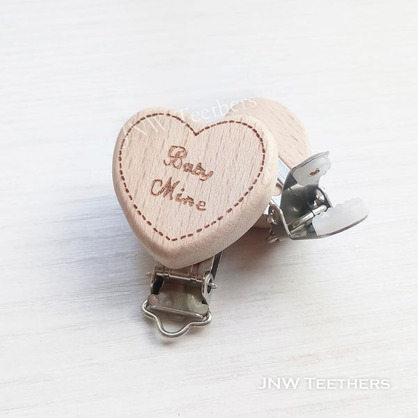 Heart Engraved wooden clip