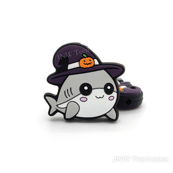 Baby shark in witch hat silicone focal beads