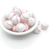 15mm Baseball Silicone Round Bead White