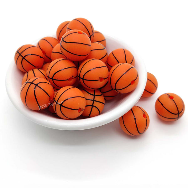 15mm Basketeball Silicone Round Beads