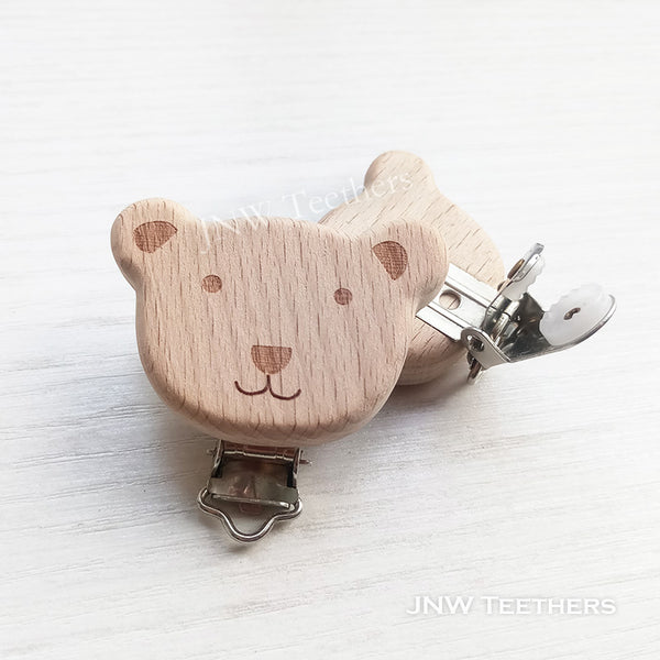 Bear Engraved wooden clip