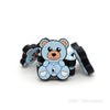 Red heart bear silicone focal beads blue