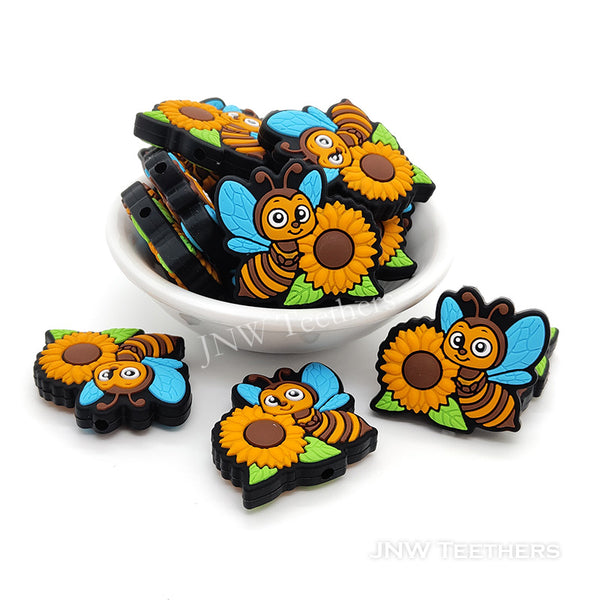 Bee and sunflower silicone focal beads