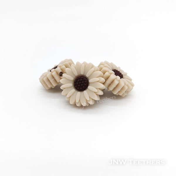 Beige Mini Daisy Silicone Focal Beads