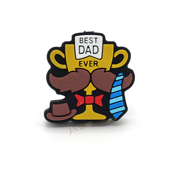 Best Dad Ever trophy silicone focal beads