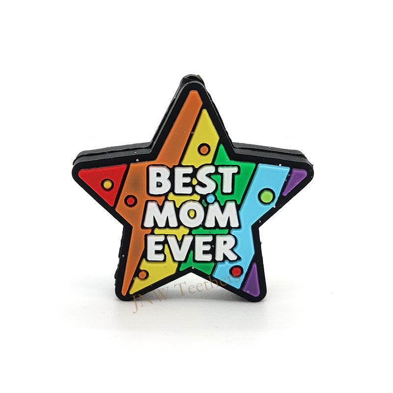 Best Mom Ever rainbow star focal beads