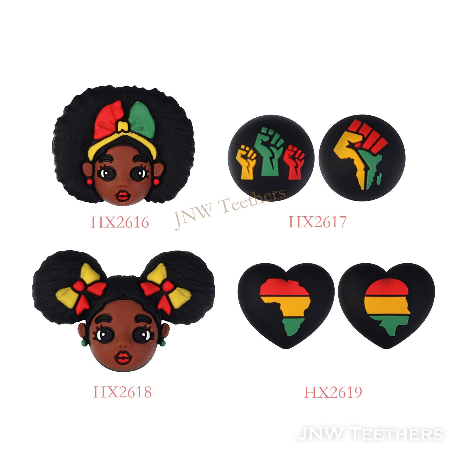 Black History Theme Silicone Focal Beads