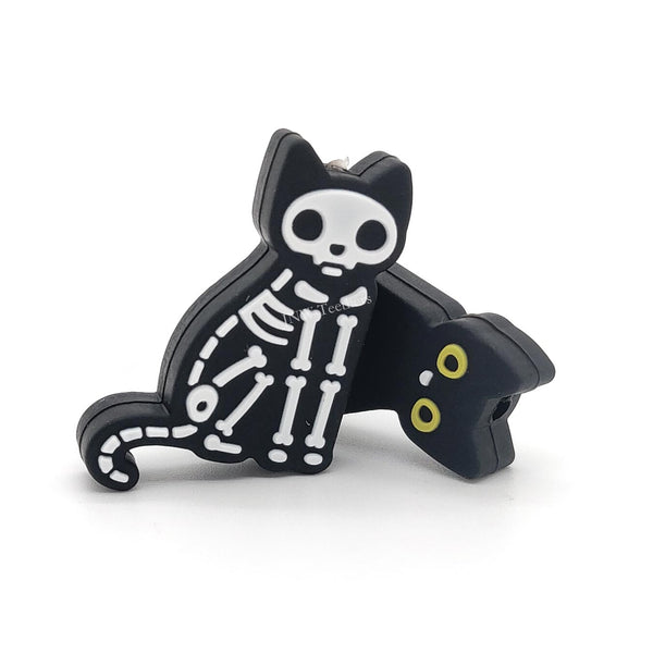 3D Black cat Silicone Focal Beads