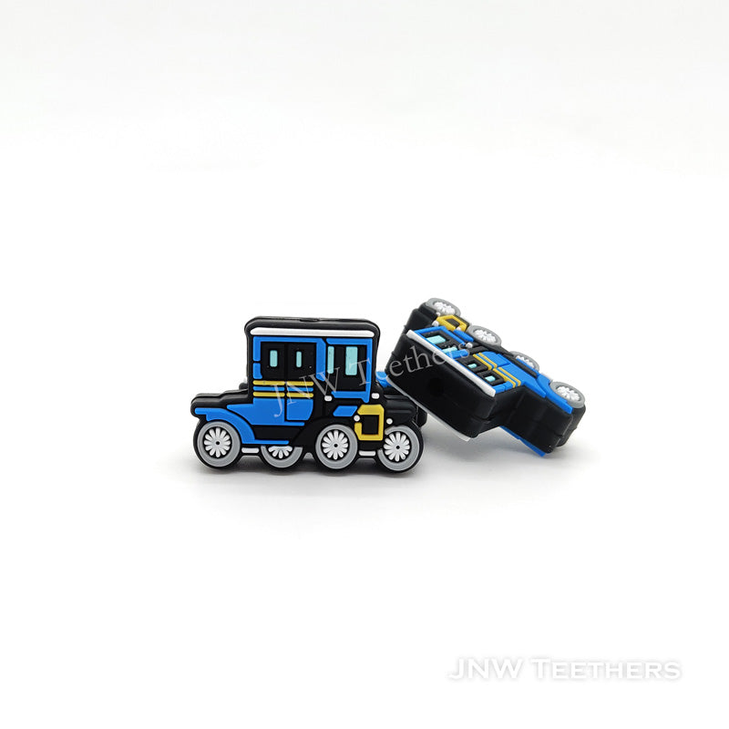 Blue Off-road Vehicles Silicone Focal Beads