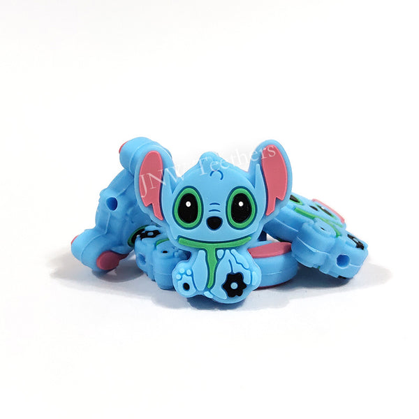 Blue stitch silicone focal beads