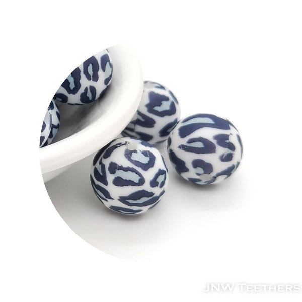 Blue Leopard Prints - Silicone Beads