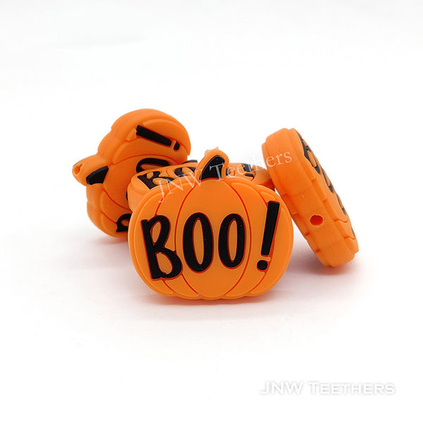 Boo! Halloween Pumpkin Silicone Beads