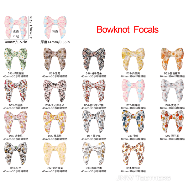 5pcs 40mm Bowknot Focal Silicone Beads