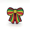 Bowtie with red yellow and green stripes silicone focal beads