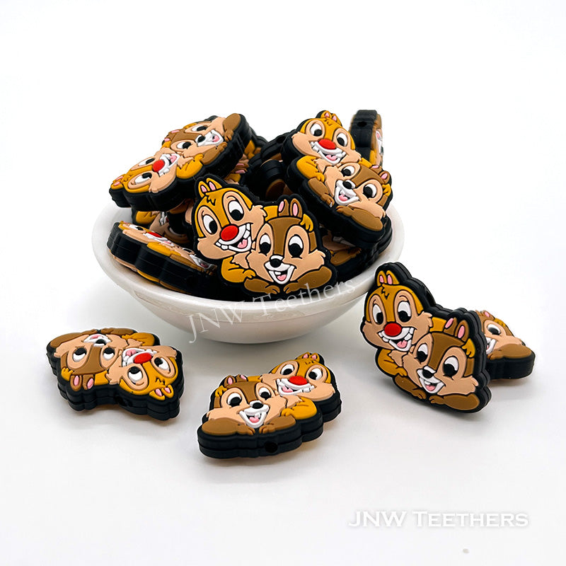 Brothers squirrel silicone focal beads