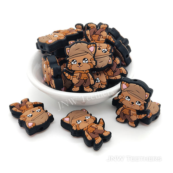 Brown cat silicone focal beads