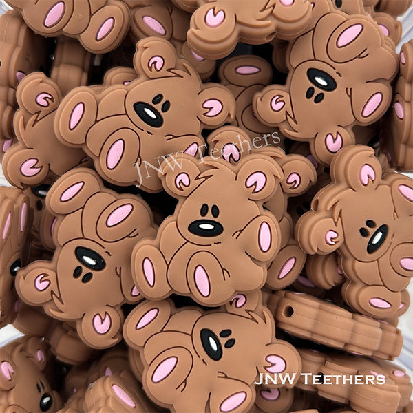 Brown Doll Bear Silicone Focal Beads