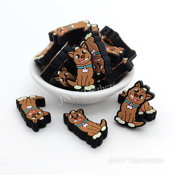 Little brown dog silicone focal beads