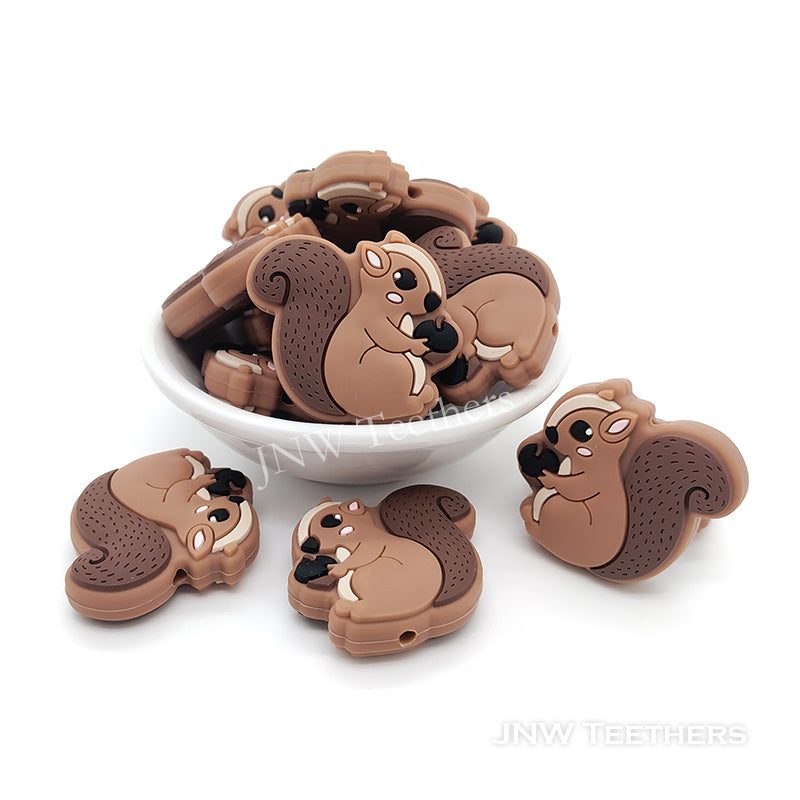 Brown squirrel silicone focal beads