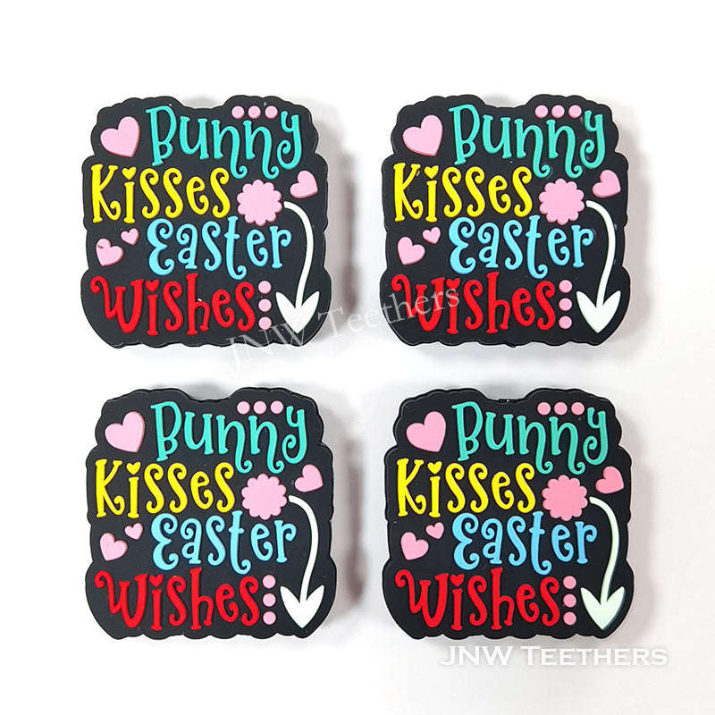 Bunny kissese easte wishes silicone focal beads