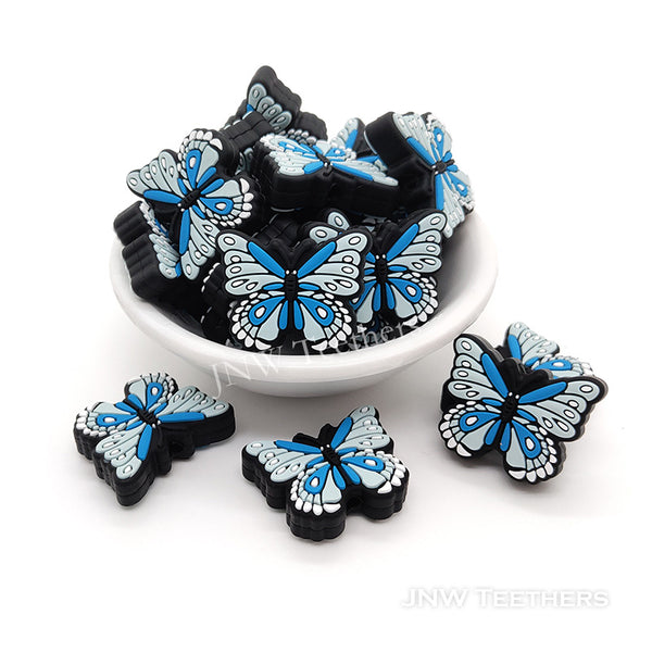 Butterfly silicone focal beads blue