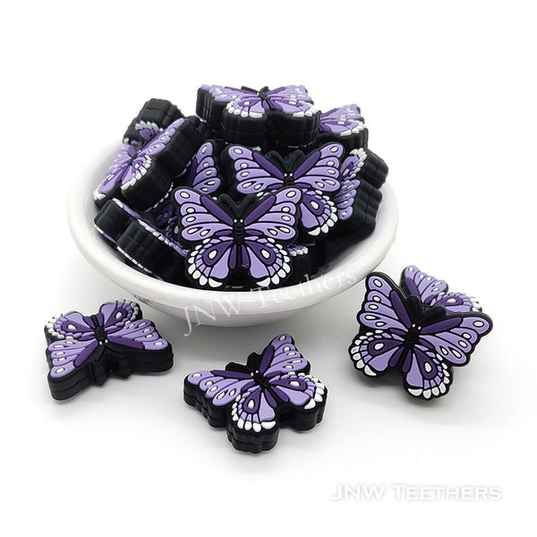 Butterfly silicone focal beads purple