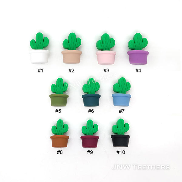 10 Colors Cactus Flower Pot Silicone Focal Beads