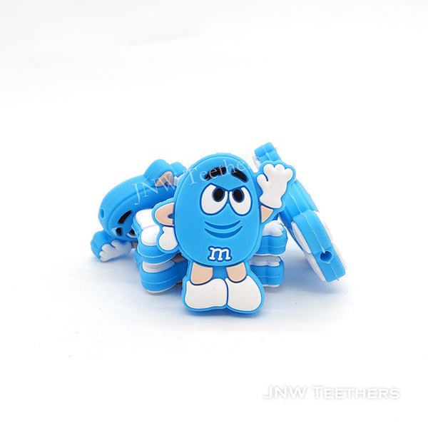 Pastel  Blue  Colorful Candy with Smiling Face Silicone Focal Beads