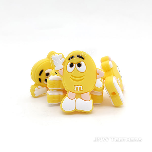 Yellow  Colorful Candy with Smiling Face Silicone Focal Beads