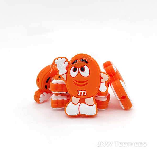 Orange  Colorful Candy with Smiling Face Silicone Focal Beads