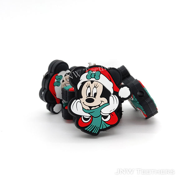 Christmas Micky Mouse in Red Hat Silicone Focal Beads