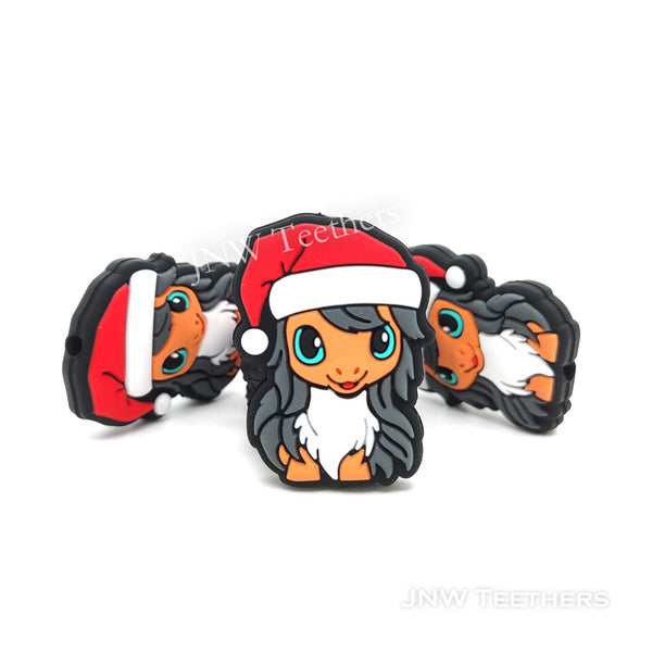 Orange Christmas Unicorn silicone focal beads 