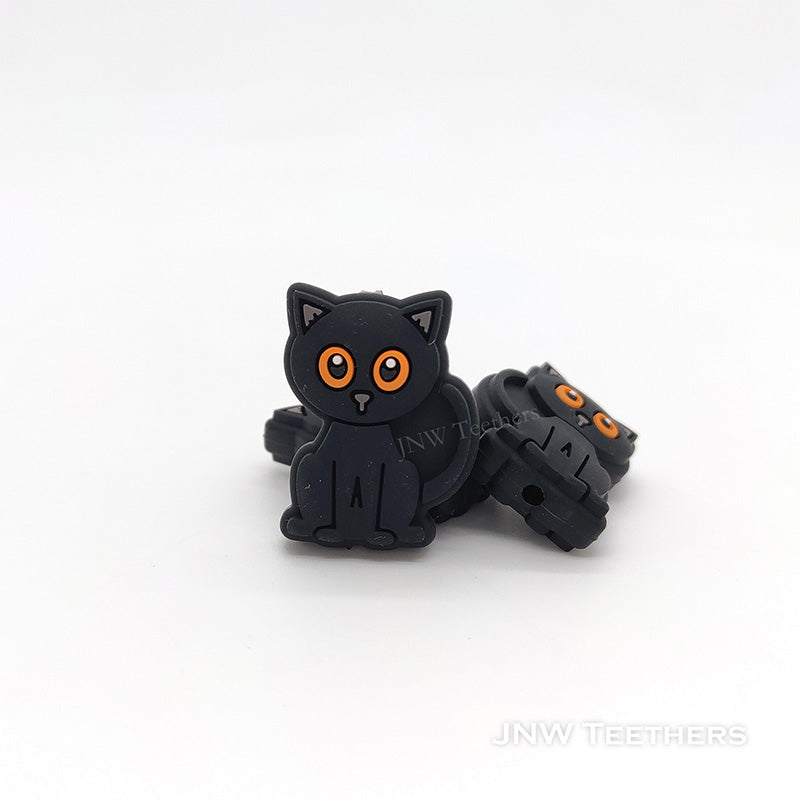 Orange  Black Cat Silicone Beads