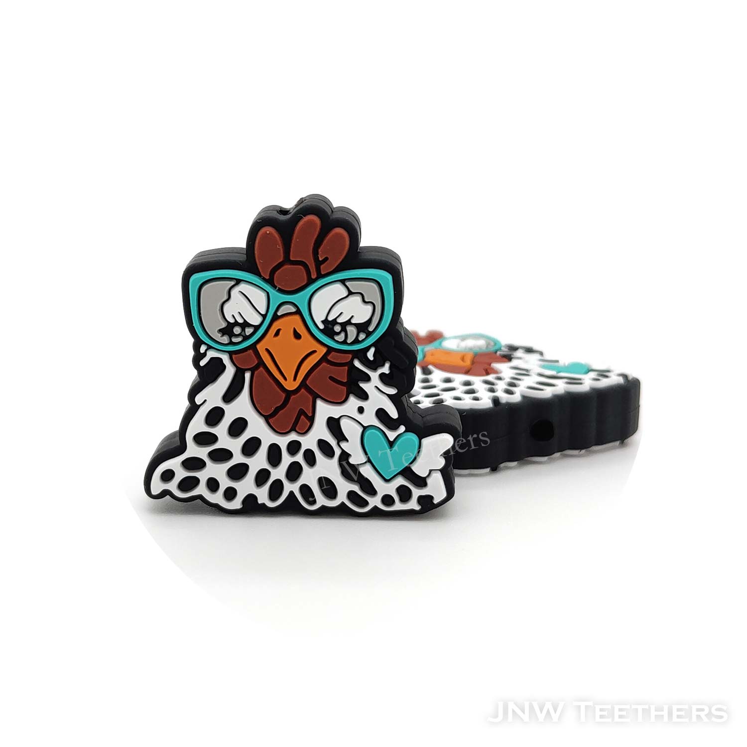Chicken with glasses silicone focal beads