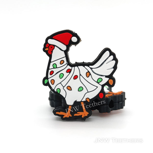 Christmas chicken silicone focal beads