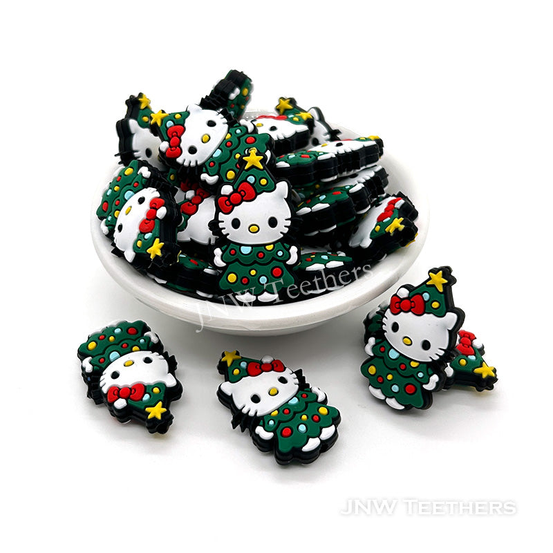 Christmas Kitty cat silicone focal beads