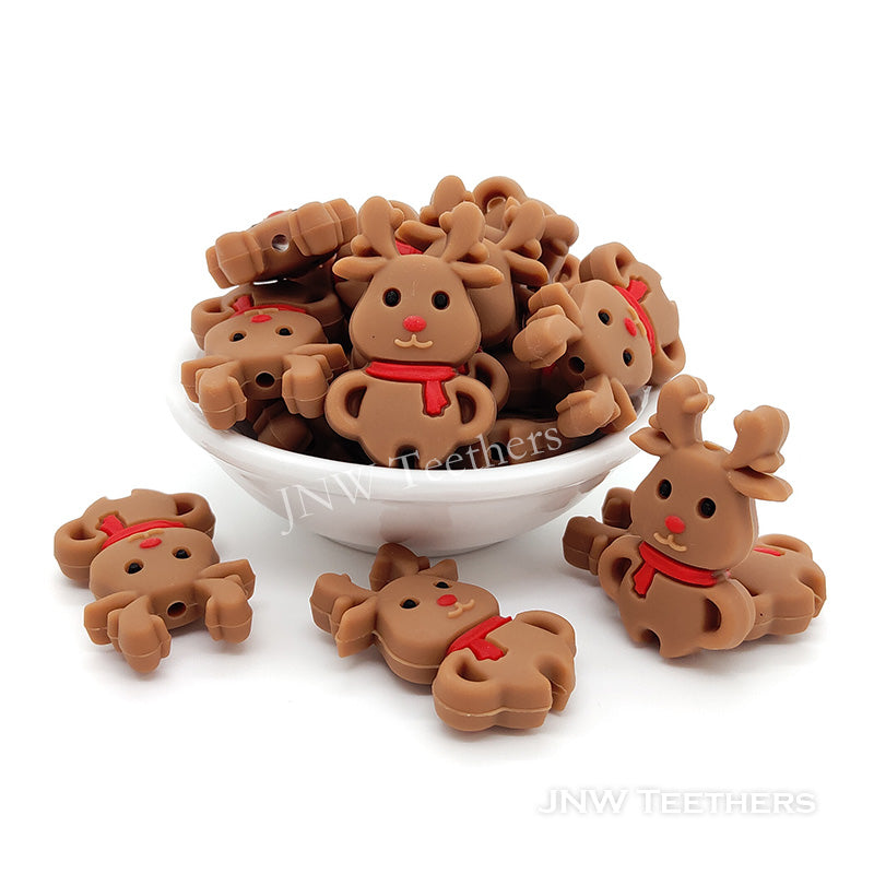 Christmas reindeer silicone focal beads