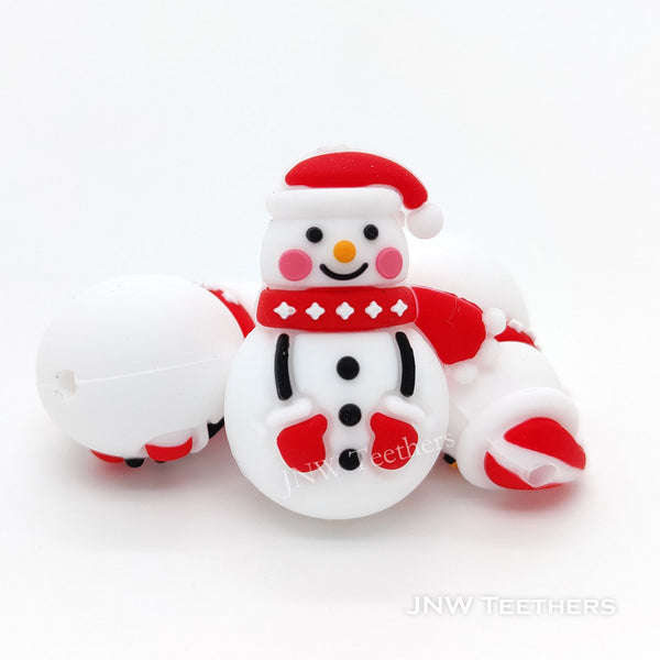 3D Christmas snowman silicone focal beads