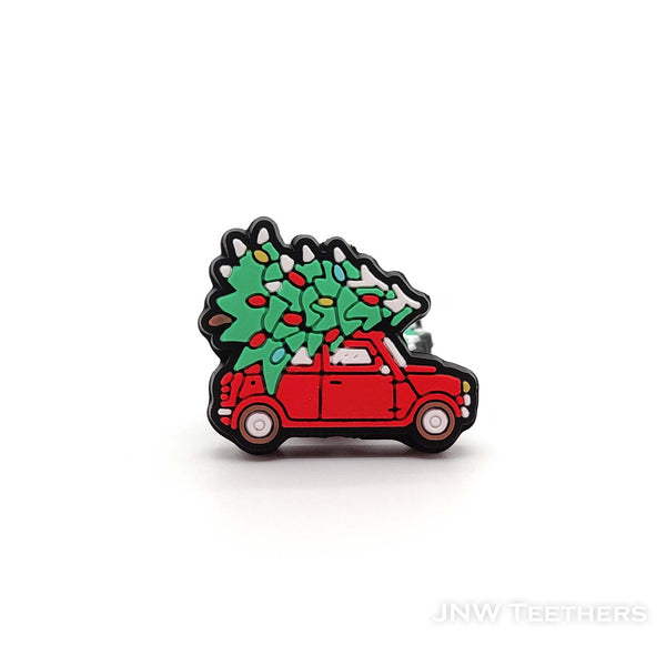 Christmas tree on red car silicone focal beads